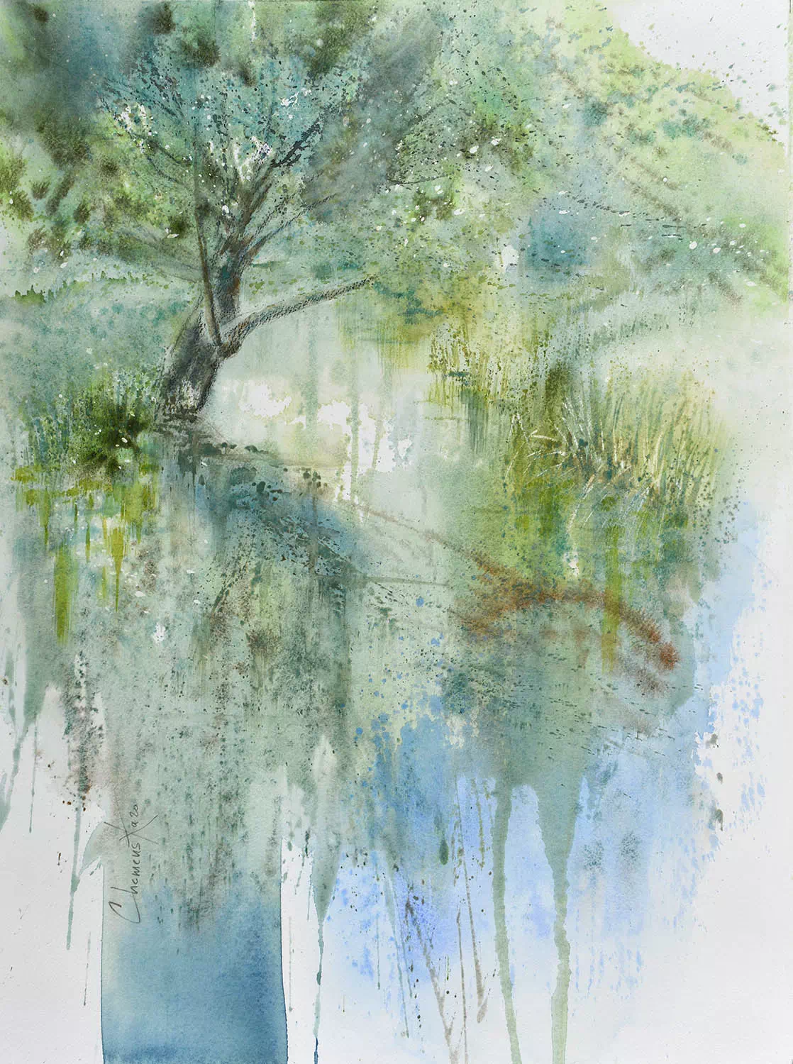 Sous un saule, au bord de la Somme